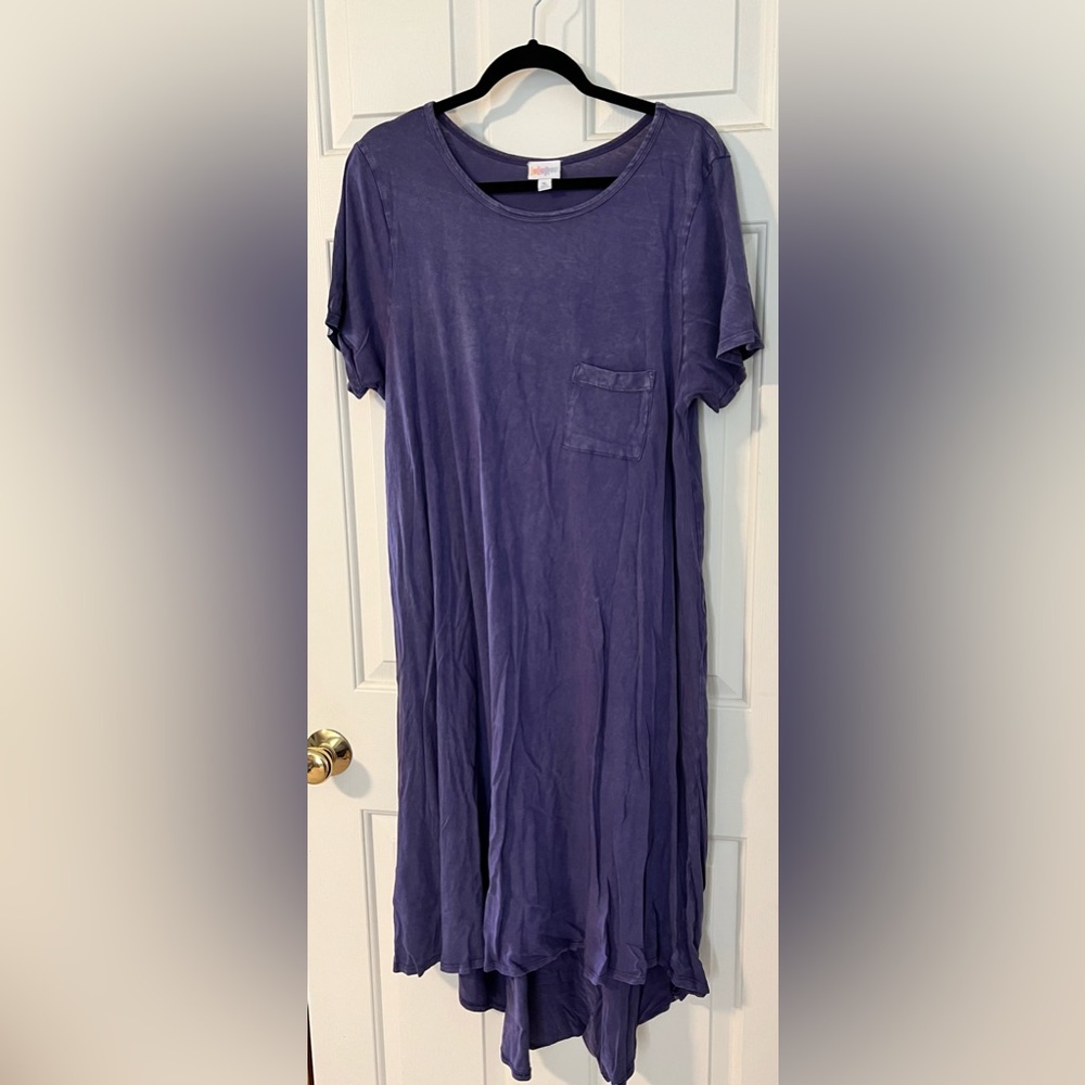 Lularoe XL Stonewashed Purple Carly High Low Dress